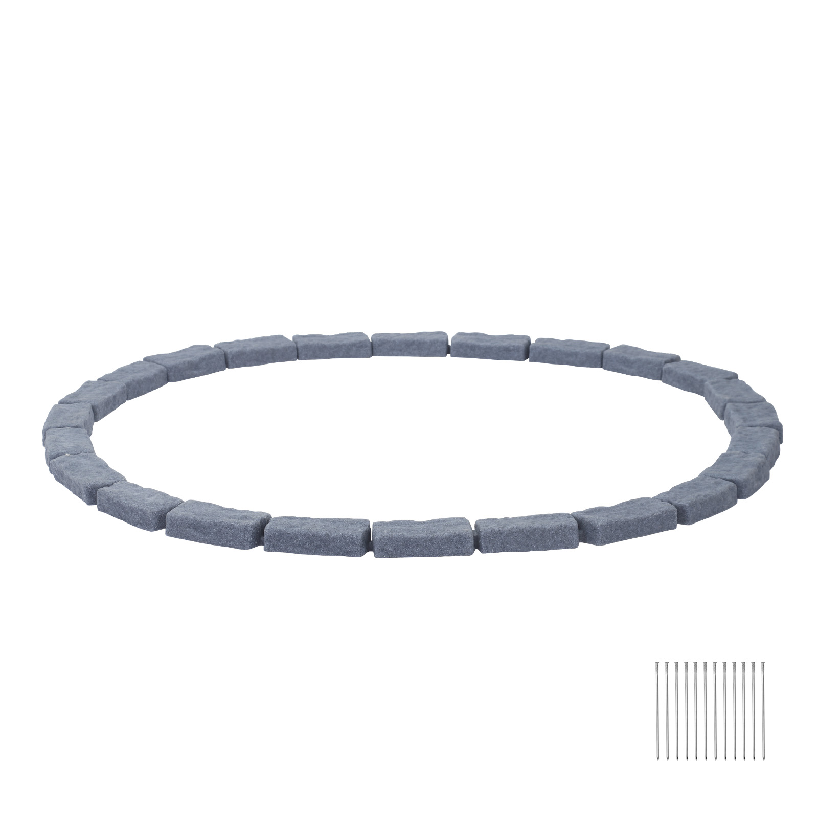 Vevor Rasenkante In Steinoptik, 4,7 M, Beetumrandung Ohne Graben, Kanteneinfassung Für Rasen, Blumenbeete & Gärten, 4er-pack (je 6 Steine ​​a 118x9,5x5,7 Cm), Inkl. Erdspieße & Endkappe, Grau