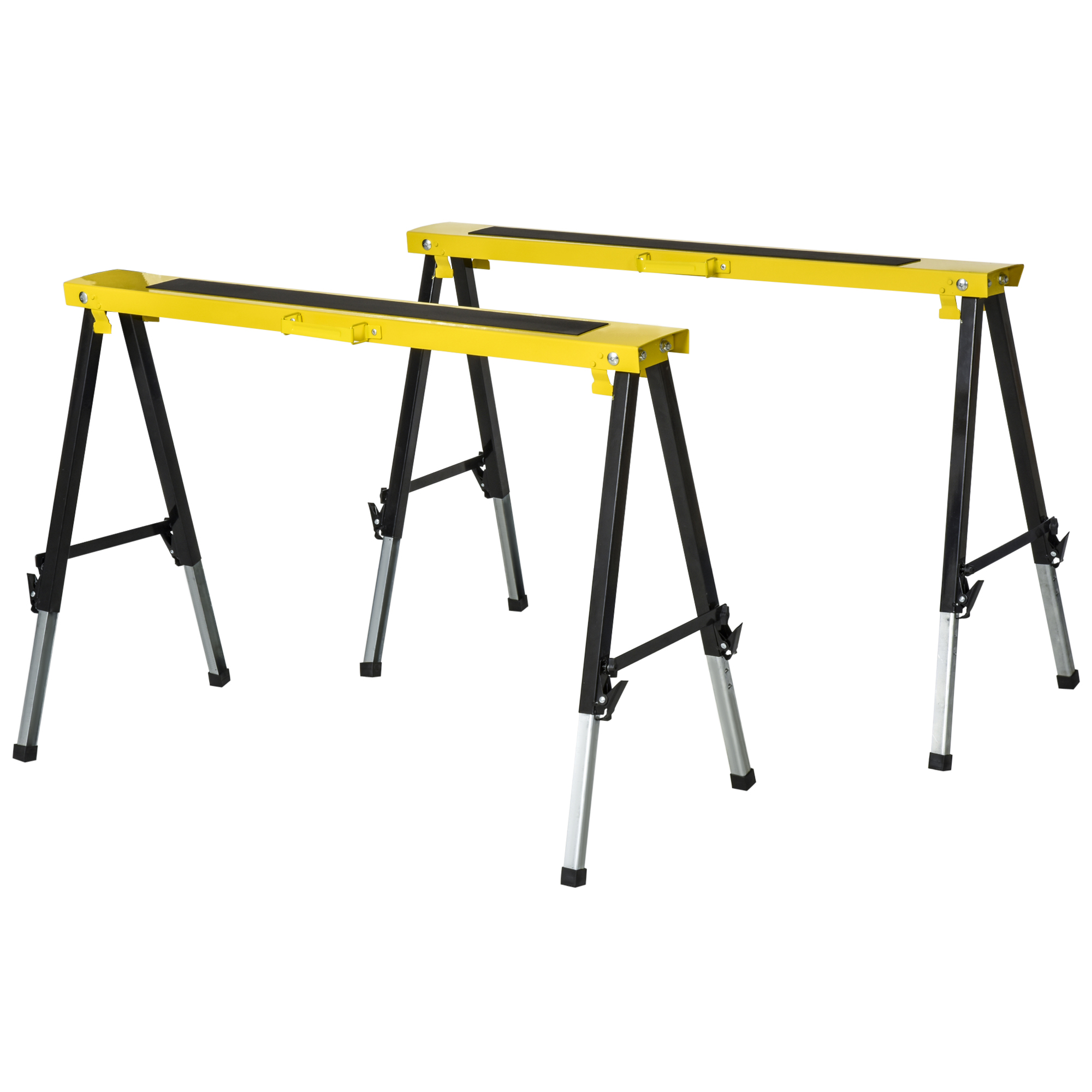 2er-set Sägeböcke Klappbar, Rutschfest, Stahl, 100 Kg, 62–90 Cm, Gelb-schwarz
