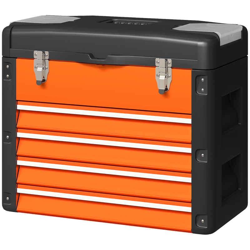 Werkzeugkiste Mit 4 Schubladen Und Mini-box, Stahl, Orange