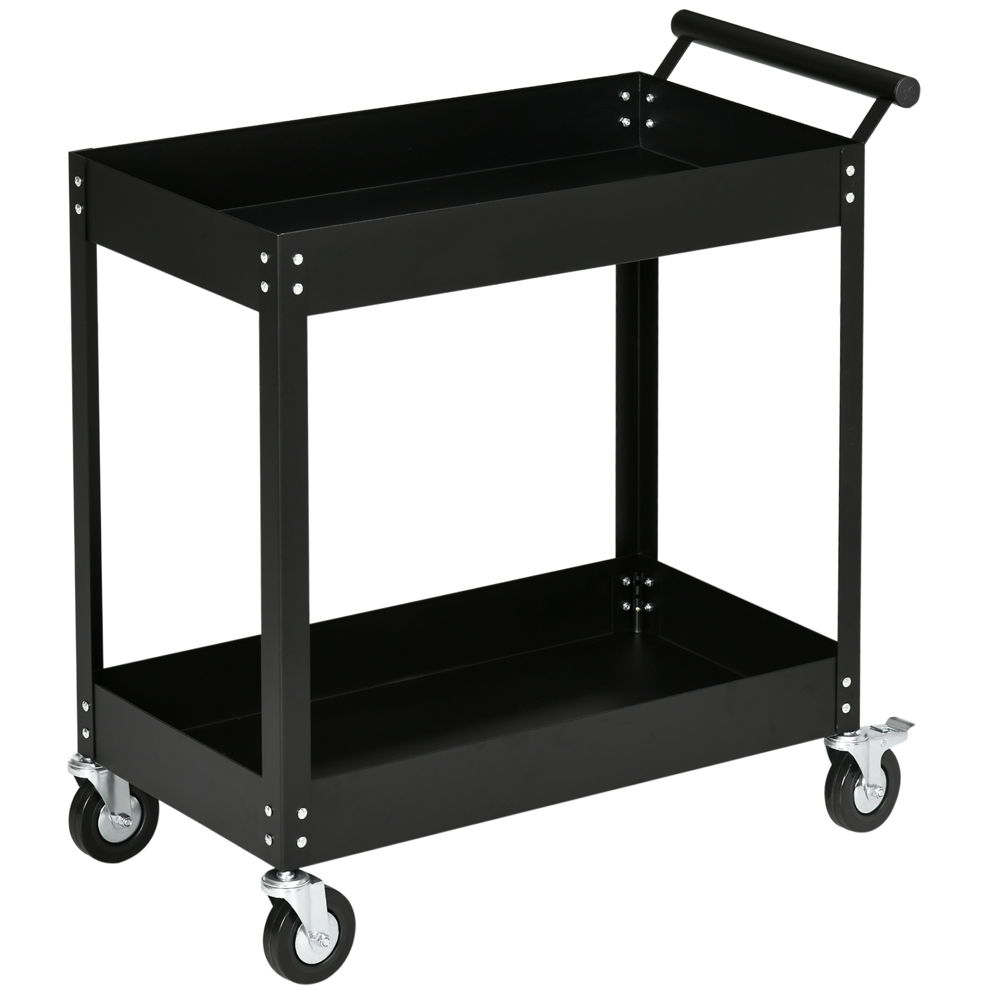 Werkstattwagen Mit 2 Etagen, Stahl, Bis 150 Kg, Schwarz, 84,5 X 38 X 84 Cm