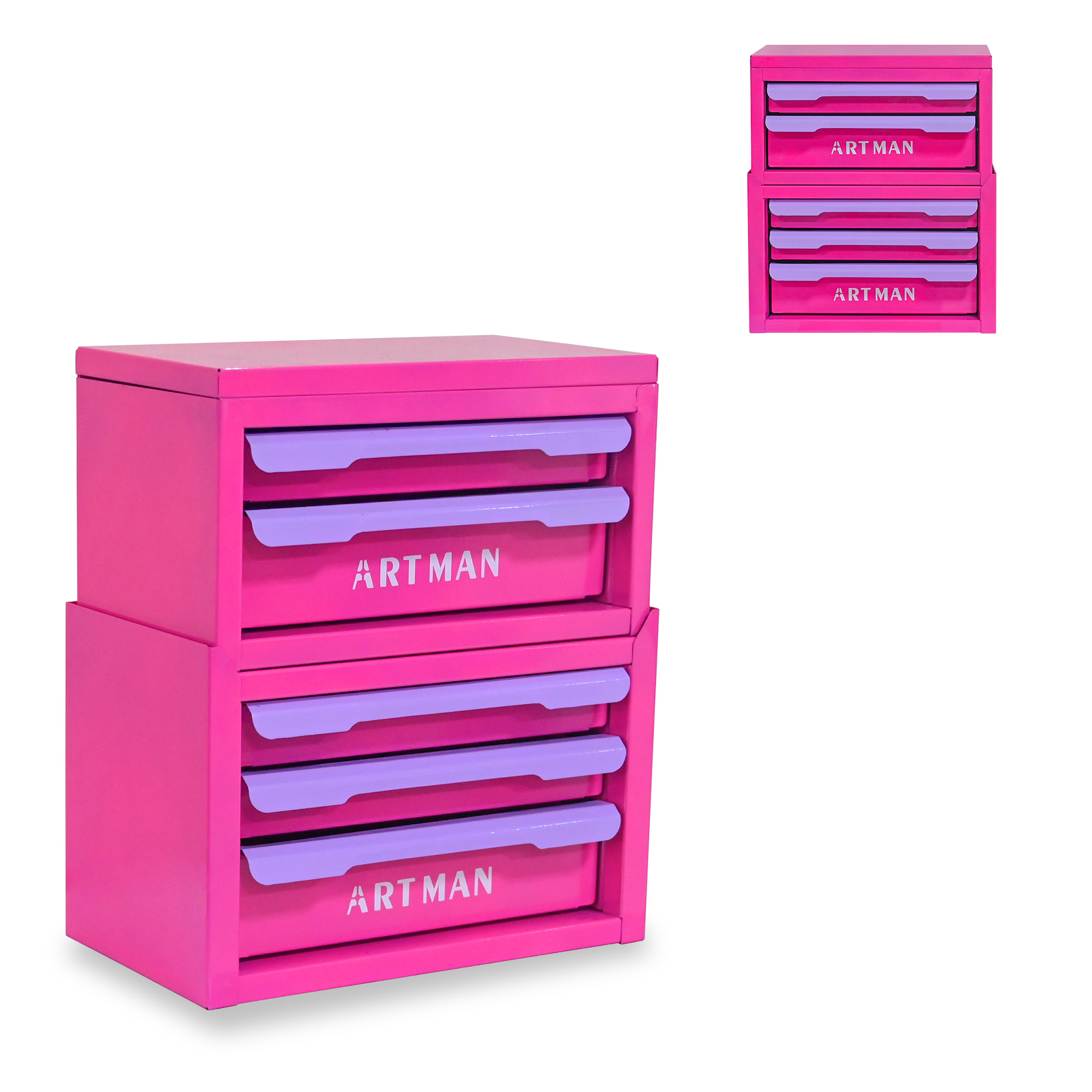 Schubladenförmiger Schreibtischorganizer Mit 2+3 Ebenen, Rosenlila