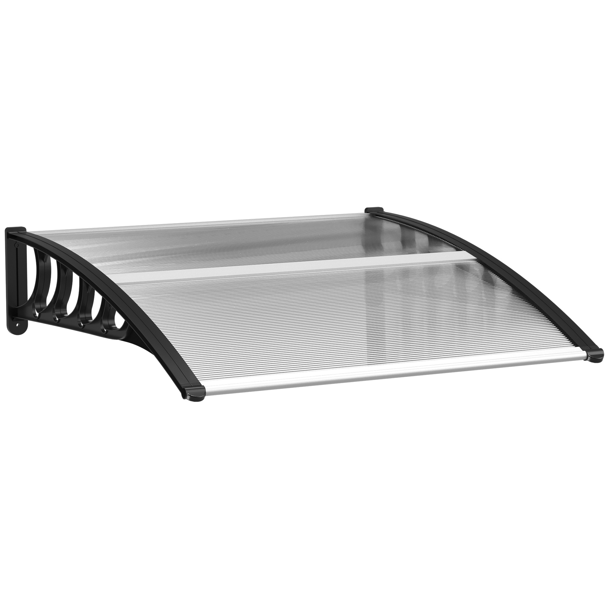 Pultvordach Haustür 103x96,5 Cm, Aluminium, Uv- Und Wetterschutz, Transparent-schwarz