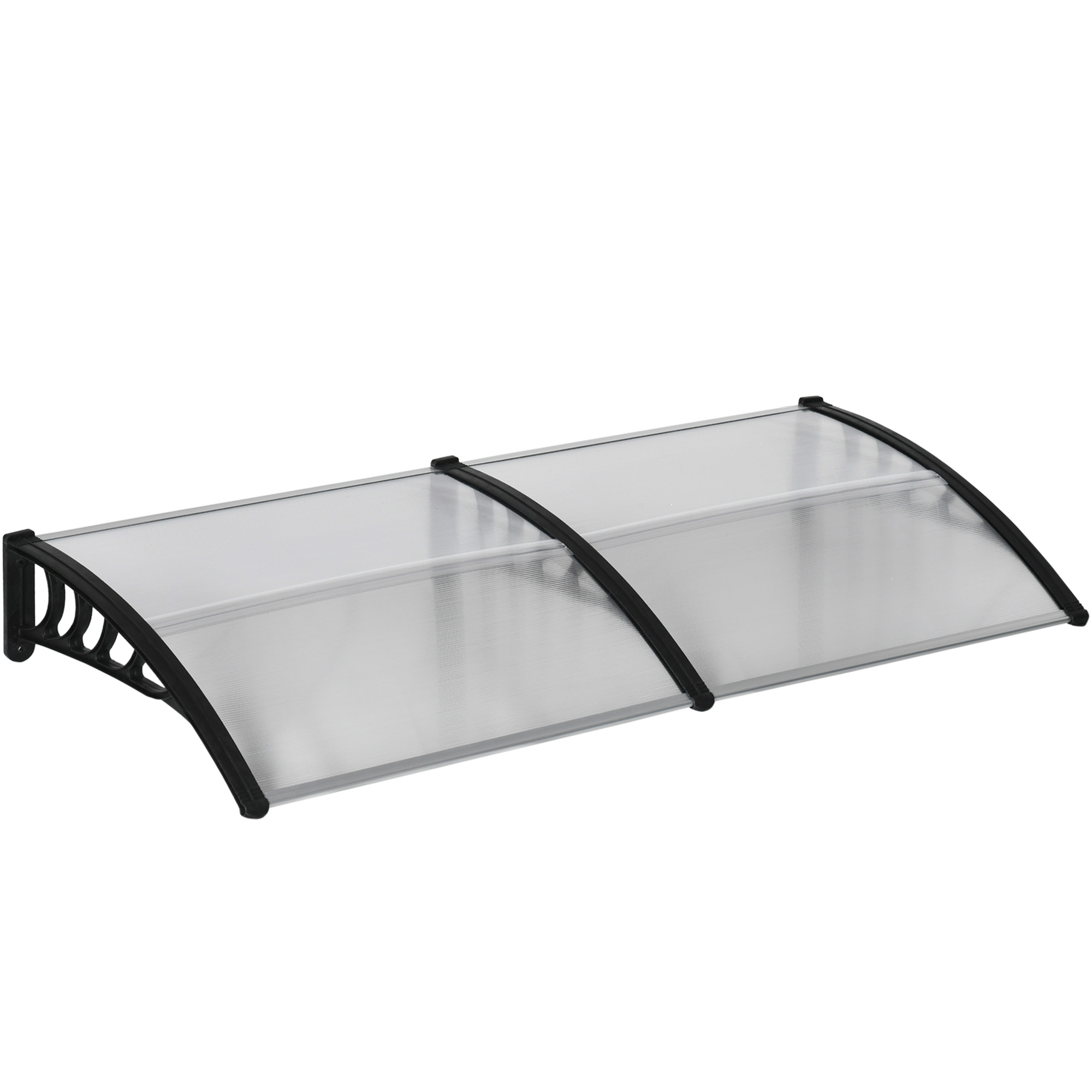 Pultvordach Haustür 200x96 Cm, Aluminium, Uv- Und Wetterschutz, Transparent-schwarz