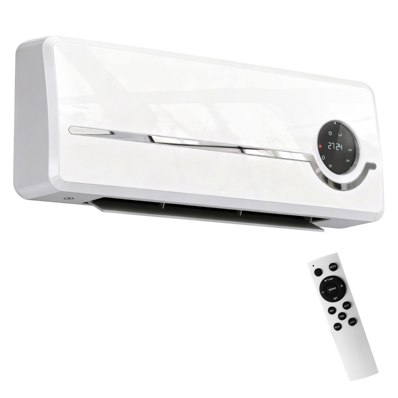 Wandheizlüfter 2000 W Mit Fernbedienung, 2 Heizmodi, Ventilator Und Led-display, Weiß