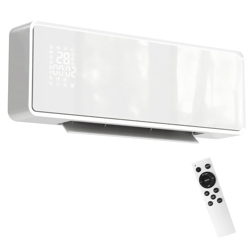 Keramik-wandheizung 2000 W Mit Fernbedienung, Thermostat Und Timer, Glasfront, Weiß