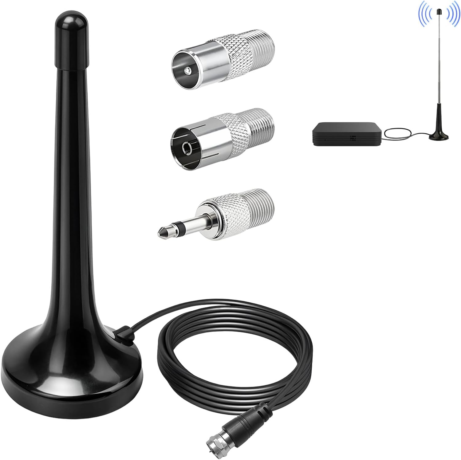 Universelle Fm/dab-antenne Für Hifi- Und Heimkinoanlagen, Zimmerantenne Mit Magnetfuß Und 3 M Kabel, Verbessert Den Empfang Von Fm-, Dab-, Stereo- Und Av-receivern.