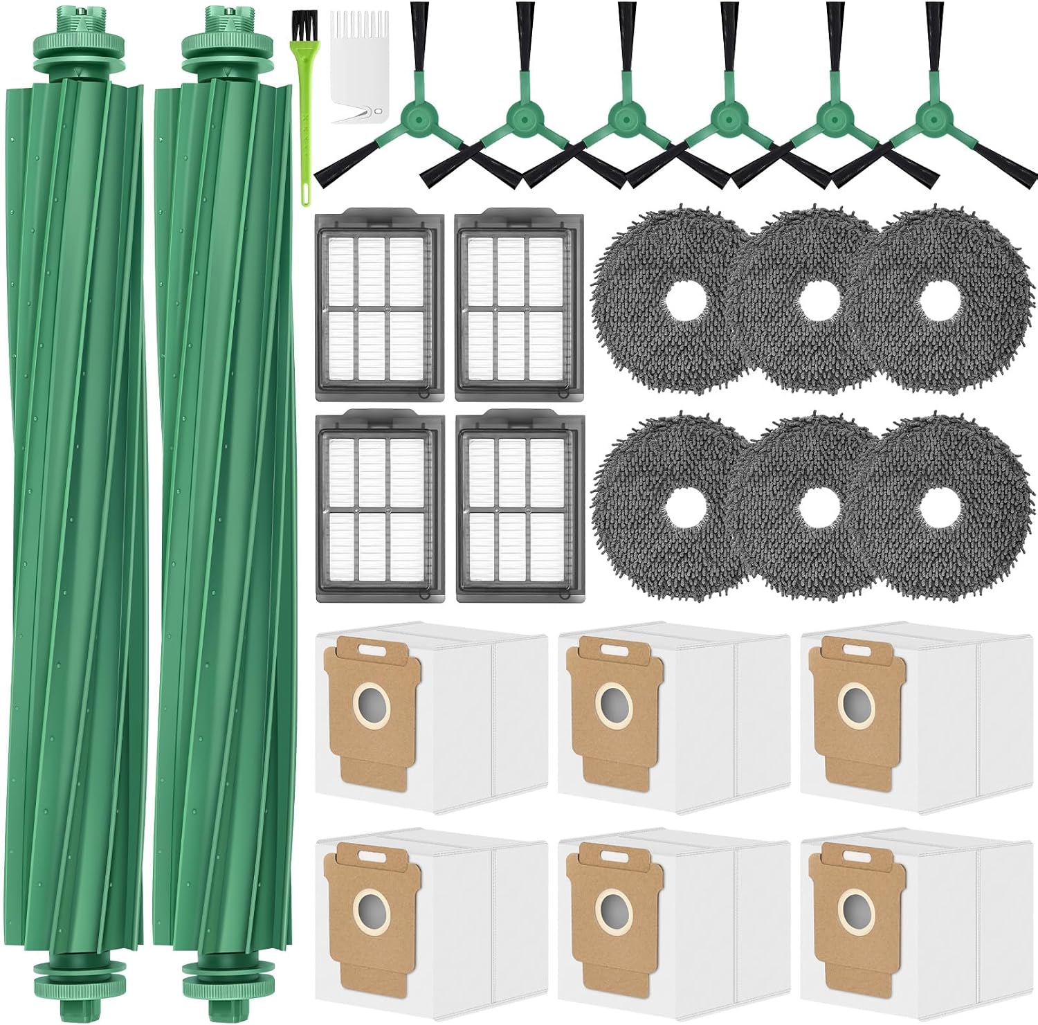 Zubehör Für Irobot Roomba Plus 405/505/500/400/506/507 Combo Ersatzteile Für Das 405-set: 2 Bürsten, Walzen, 6 Staubbeutel, 6 Wischpads, Filter, Seitenbürsten