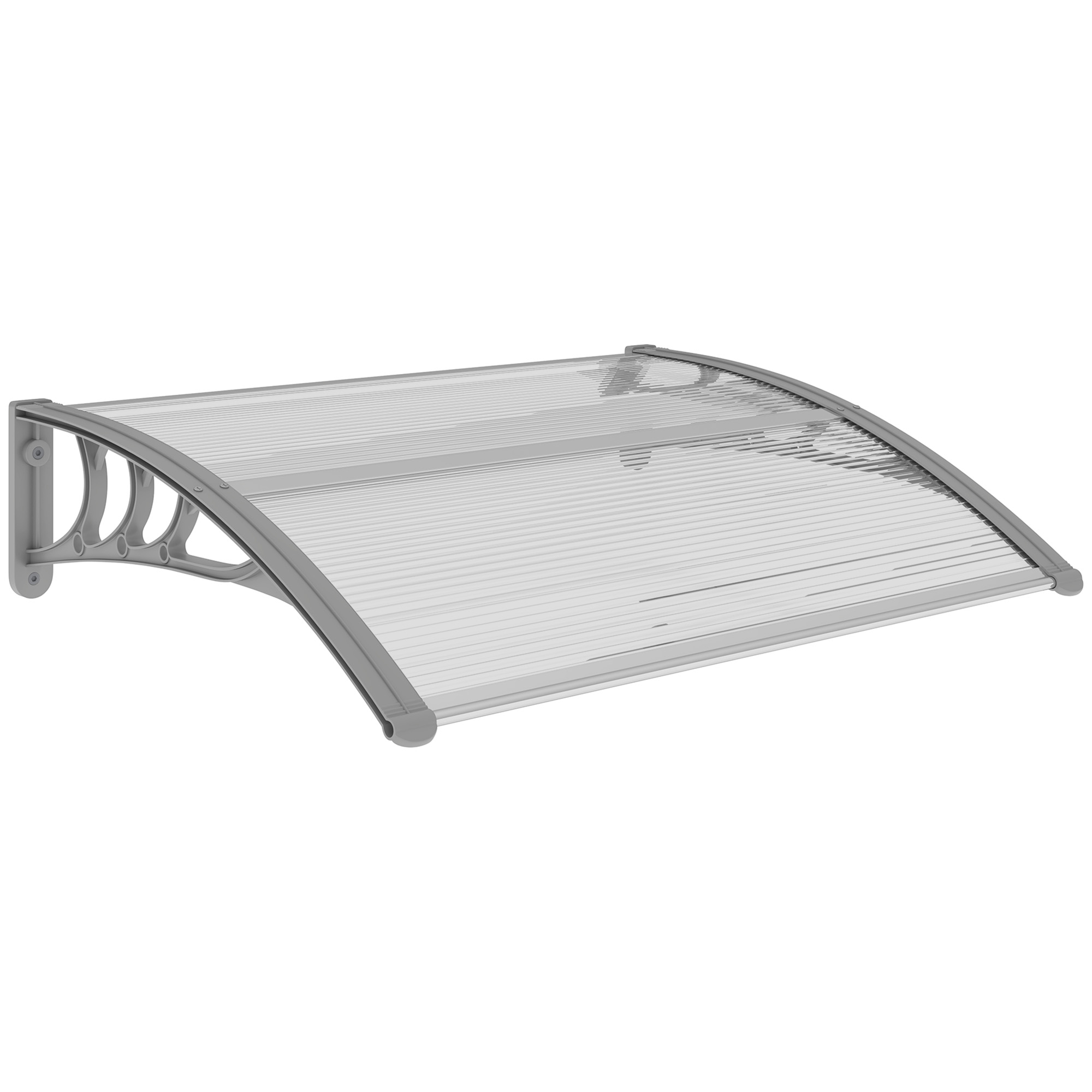 Haustürvordach 100x75 Cm, Aluminium Und Polycarbonat, Uv-schutz, Silber