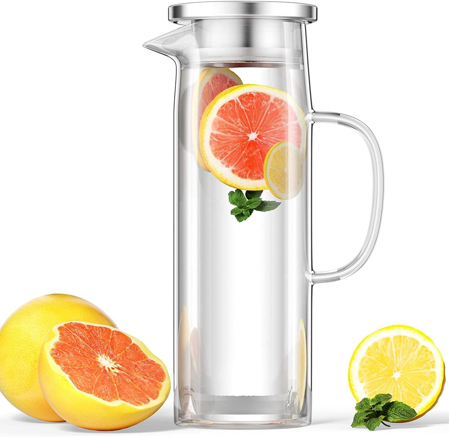 1,5-liter-glaswasserkaraffe Mit Deckel Und Griff