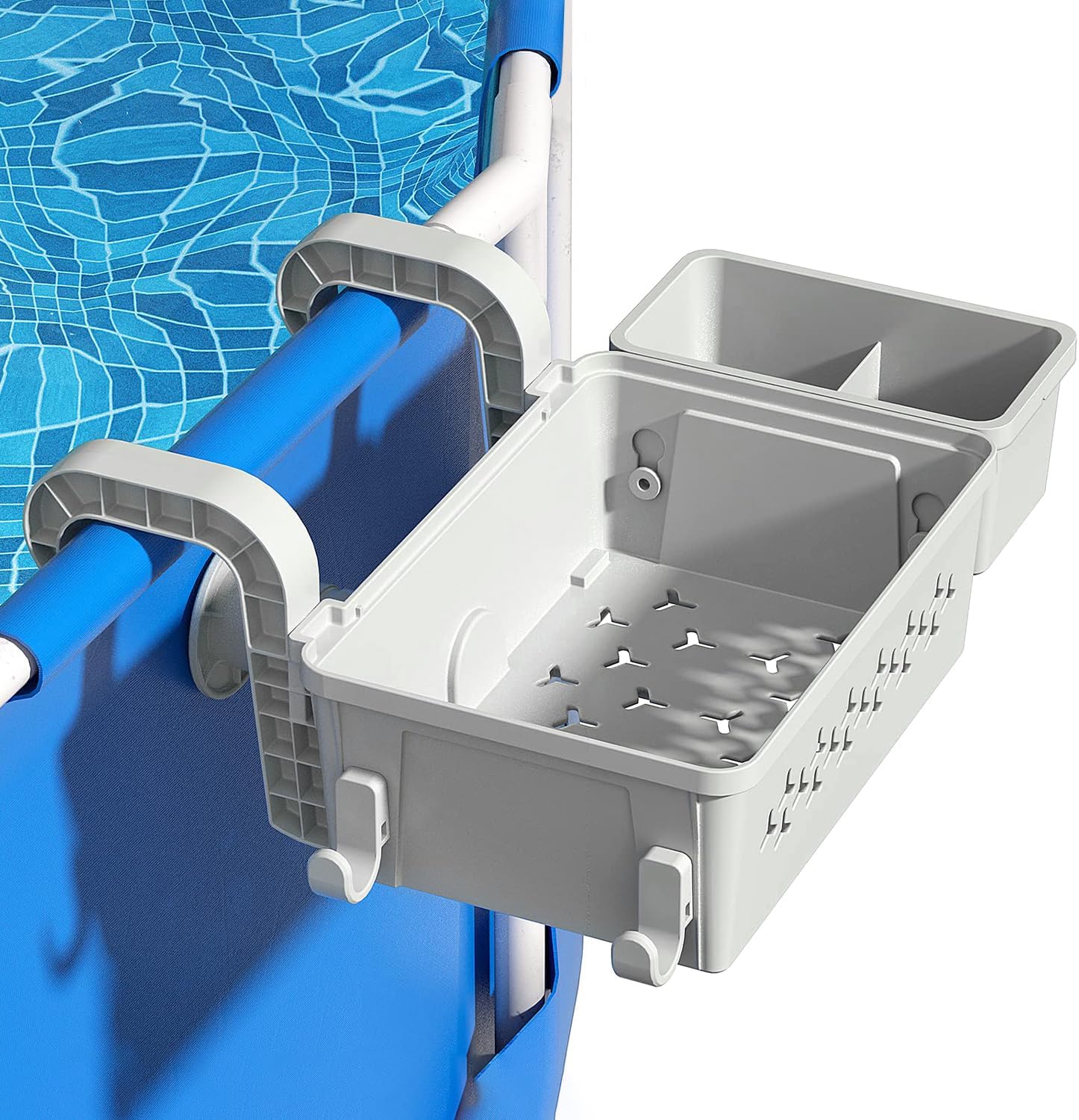 Aufbewahrungskorb Für Den Poolbereich, Seitenkorb Mit Getränkehalter Für Schwimmbecken, Poolzubehör Für Spielzeug, Handtücher, Getränke, Grau