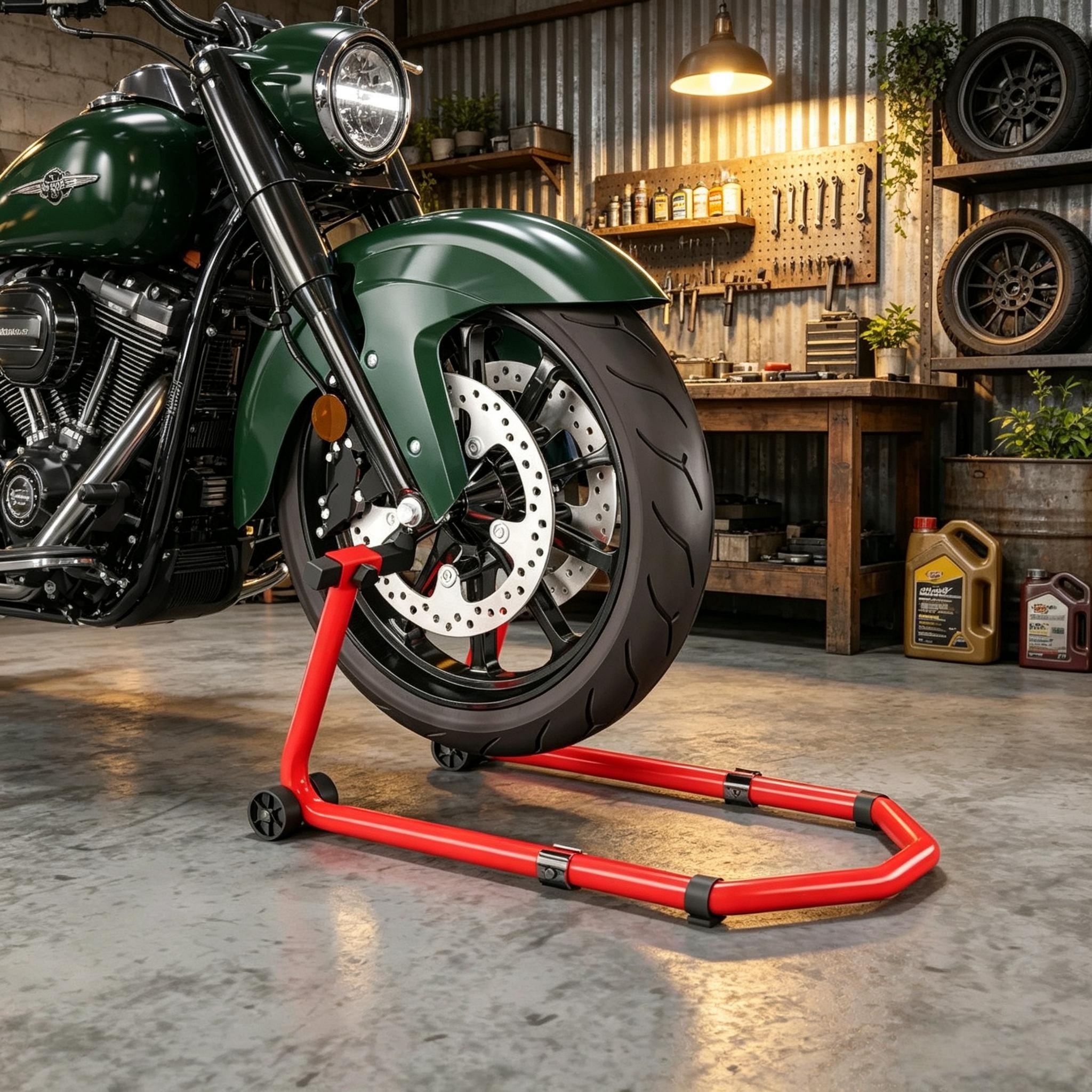 Einstellbarer Motorradständer Aus Stahl, 390 Kg Traglast, U-/l-gabel, Rot