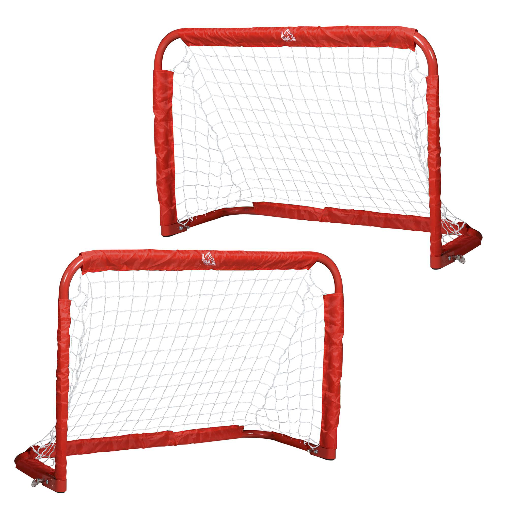 Fußballtore, 2er-set Faltbare Minitore, Stahl, 90x36x60 Cm, Rot