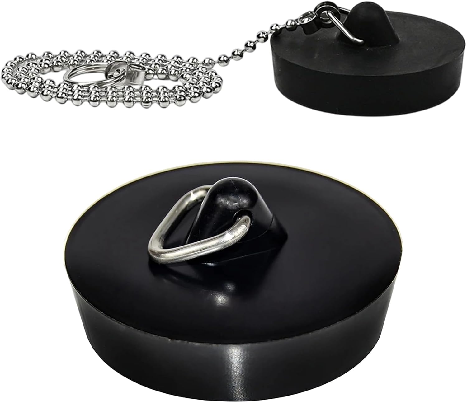 Set Mit 2 Gummi-abflussstopfen, Küchenspülenstopfen, Abflussstopfen Für Badewanne, Küche, Badezimmer (45–47 Mm, Schwarz)