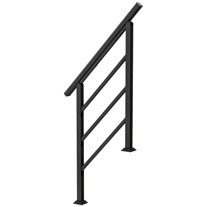 Handlauf-treppengeländer Für 1–3 Stufen, 94 Cm, Winkelverstellbar, Metall, Schwarz