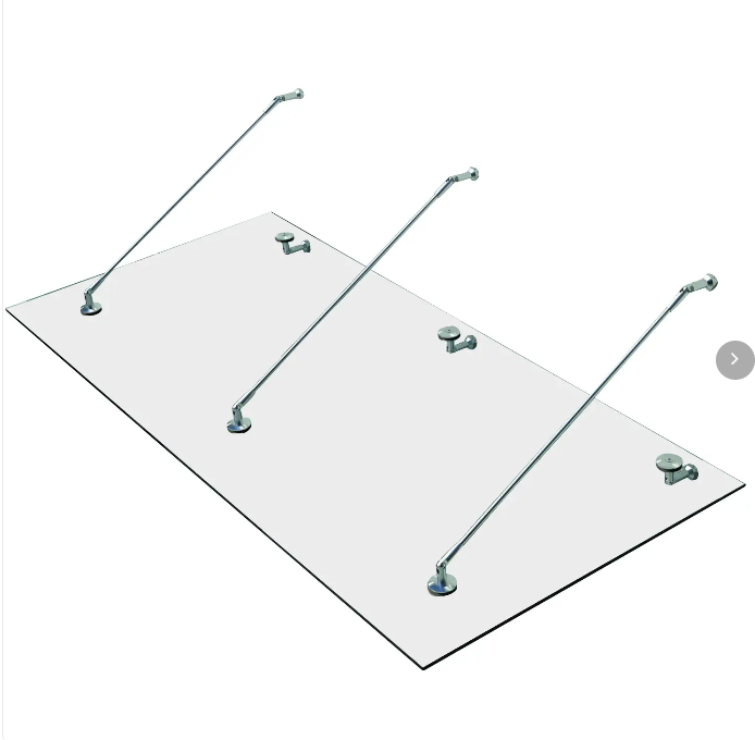 Glasvordach Türvordach 200x90 Cm, Esg-klarglas, Edelstahl, Transparent