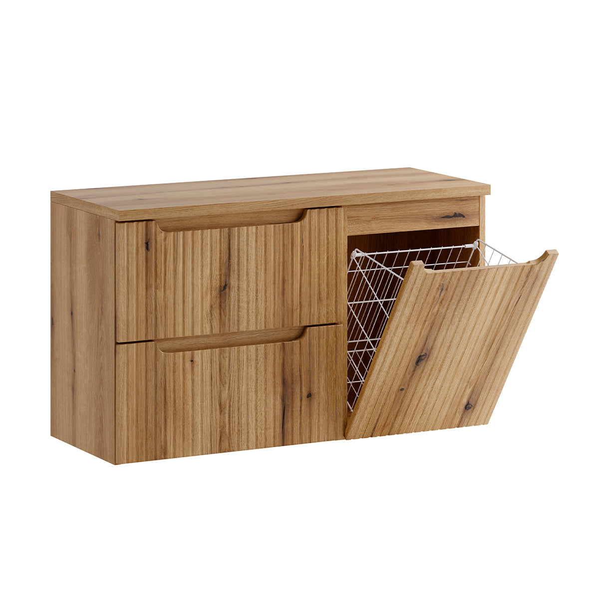 Waschbeckenunterschrank 100 Cm Mit Wäschekorb „riva Bois