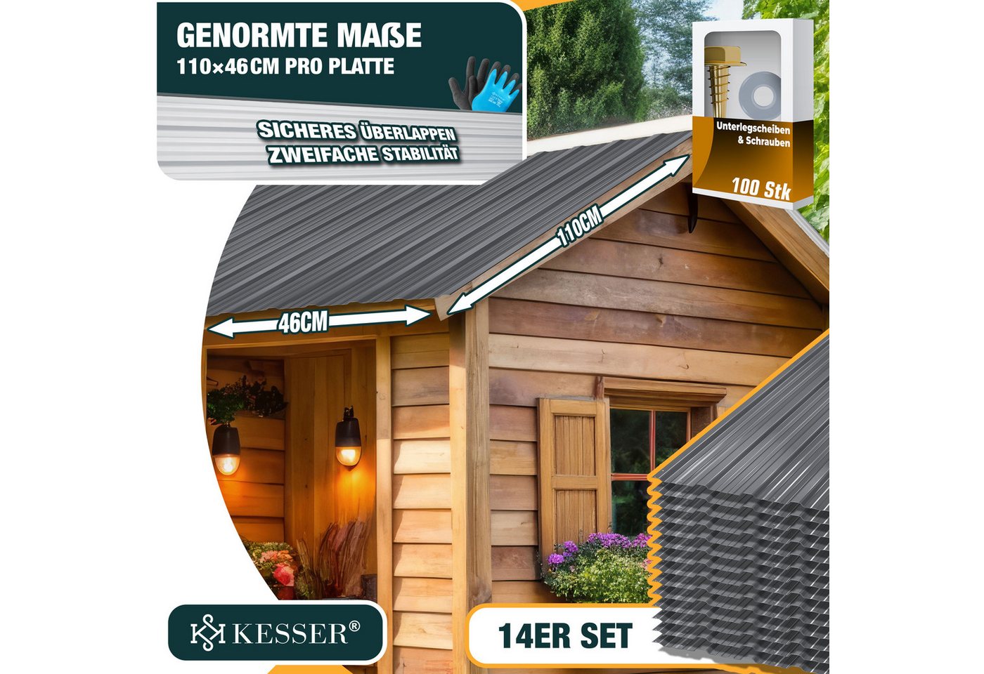 Kesser® Profilblech Trapezblech, Verzinkt, 7 M² - Grau Bild 5