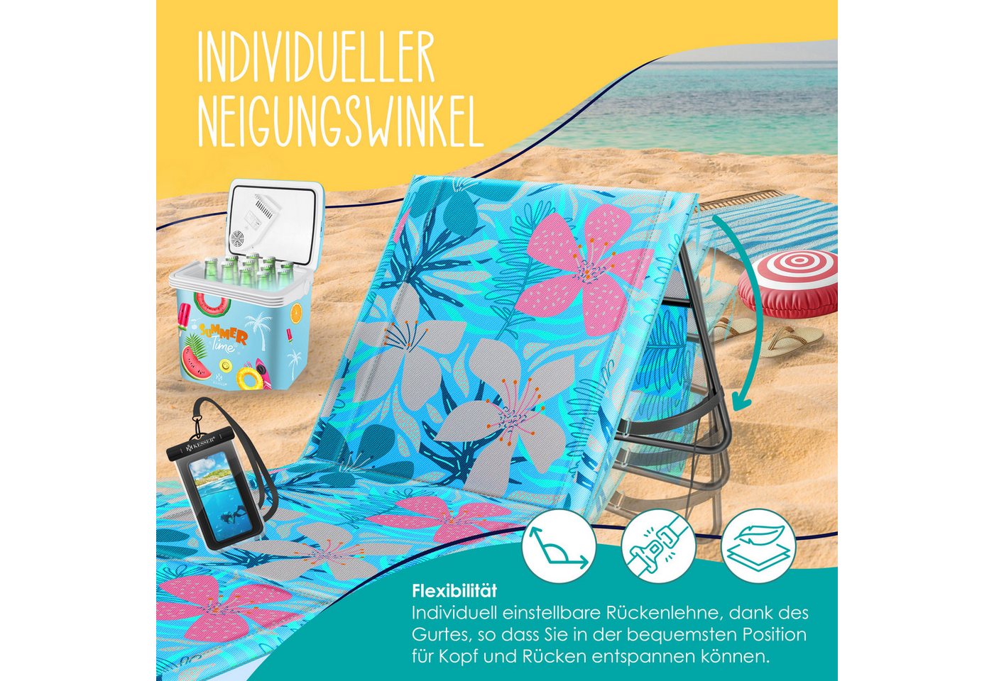 Kesser® Sonnenliege Klappbar, Bis 200 Kg, Verstellbar - 1er, Hellblau Bild 5