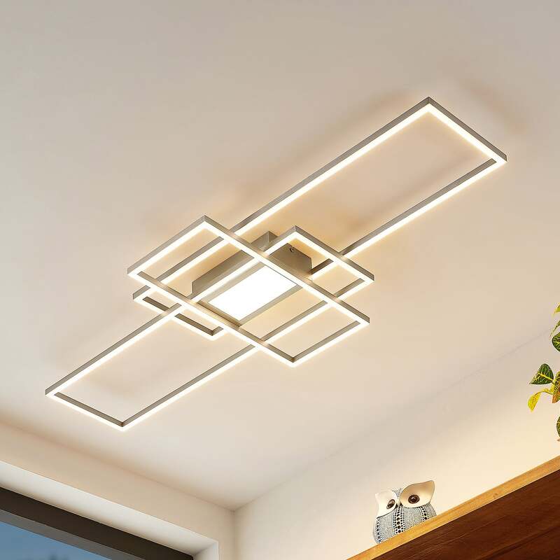 [neuwertig] B-ware Lindby Deckenleuchte Caitlin Led Lampe Dimmbar Nickel Cct Fernbedienung 105x42cm
