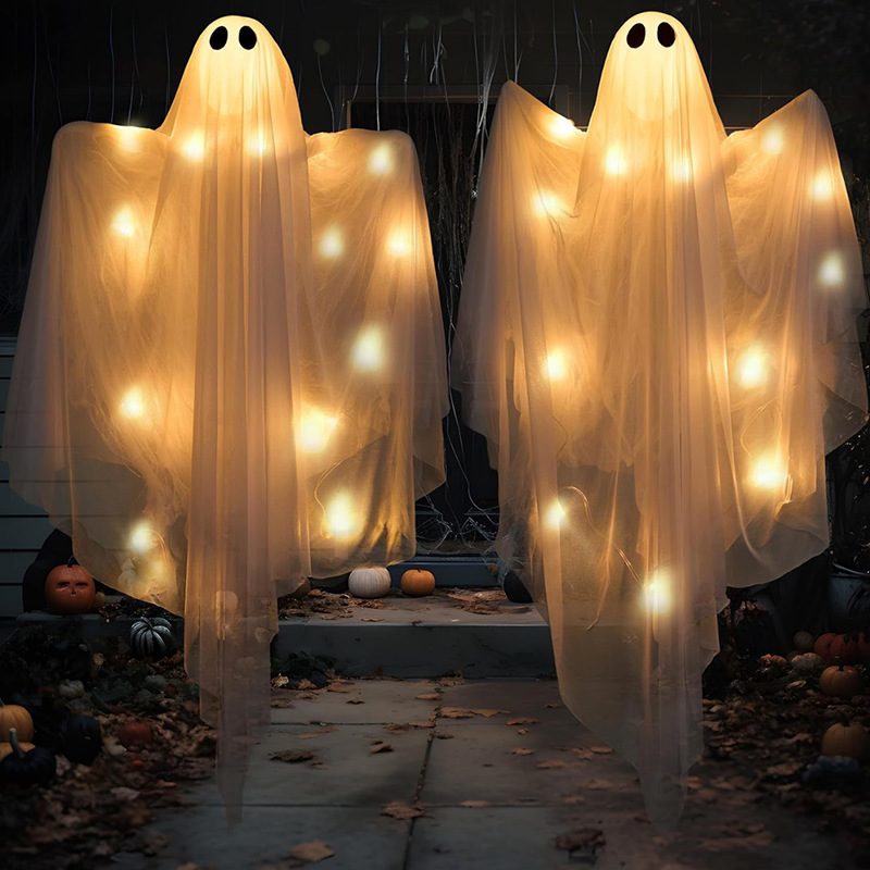 Led Lichterkette Großer Geist Weiß Mit Warmlicht Halloween Deko Für Garten Und Terrasse