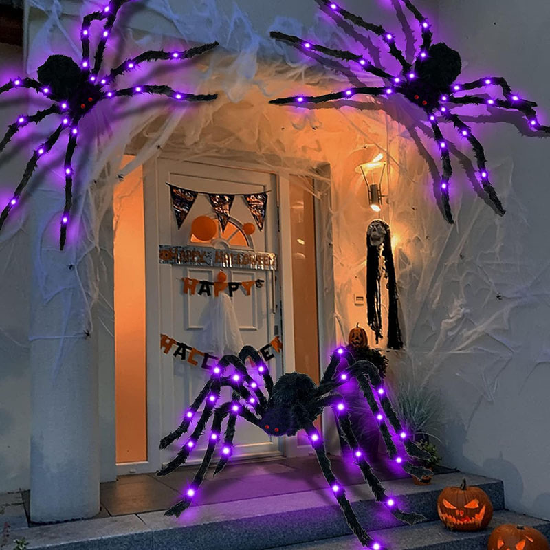 Led Spinne 60 Cm Halloween Plüsch Realistisch Deko Für Garten Mit Violettlicht