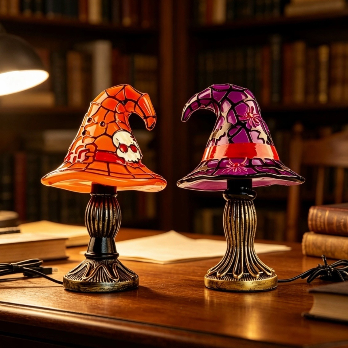 Halloween Hexenhut Lampe Orange Dekorative Nachtlampe Tischdeko Originelles Accessoire