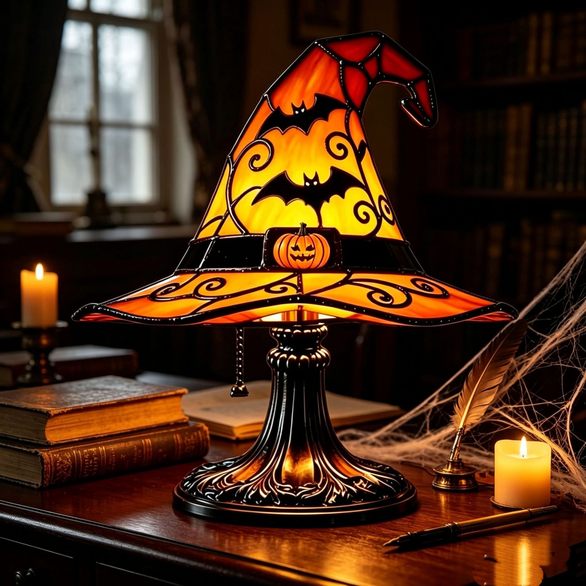 Halloween Hexenhut Lampe Aus Harz Dekorative Nachtlampe Tischornament Zuhause Original