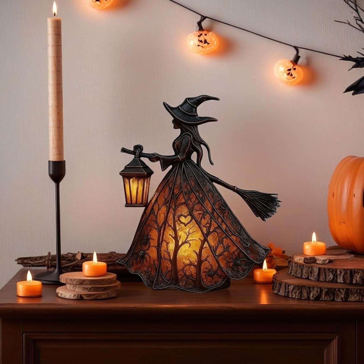 Hexen Nachtlicht Aus Harz Halloween Tischdeko Europäischer Stil Stimmungslampe Modell A