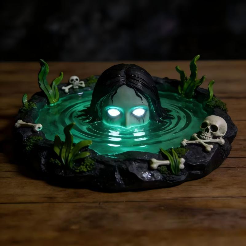 Led Geist Nachtlicht Halloween Totenkopf Aschenbecher Tischdeko Harz Mit Usb Wasserbefüllung