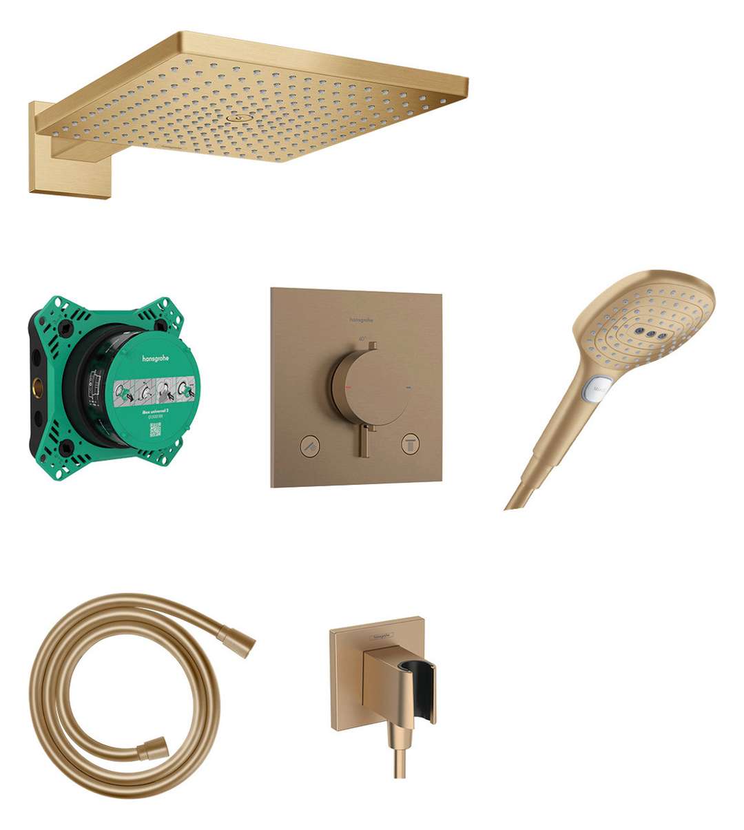 Hansgrohe Raindance E - Brauseset Mit Unterputz-thermostat, Mit Einbaukörper, 30x30 Cm, 3 Strahlarten, Bronze Gebürstet 24623140