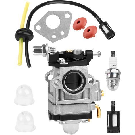 Carburateur Debroussailleuse 52cc 49cc 43cc Kit Carbu Pour Moteur À Deux Temps Avec Durite Essence Bougie D'Allumage Joint Pompe Amorçage