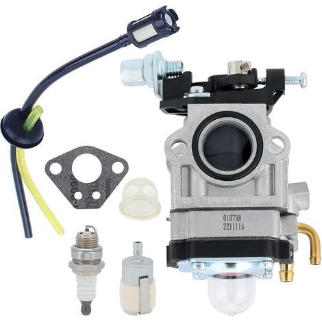 Carburateur Pour Tondeuse À Gazon 52cc 49cc 43cc Kit De Carburateur Avec Joint, Tuyau, Bougie D'Allumage Et Filtre À Carburant, Adapté À Diverses Tondeuses À Gazon, Tondeuses À Gazon-chrom