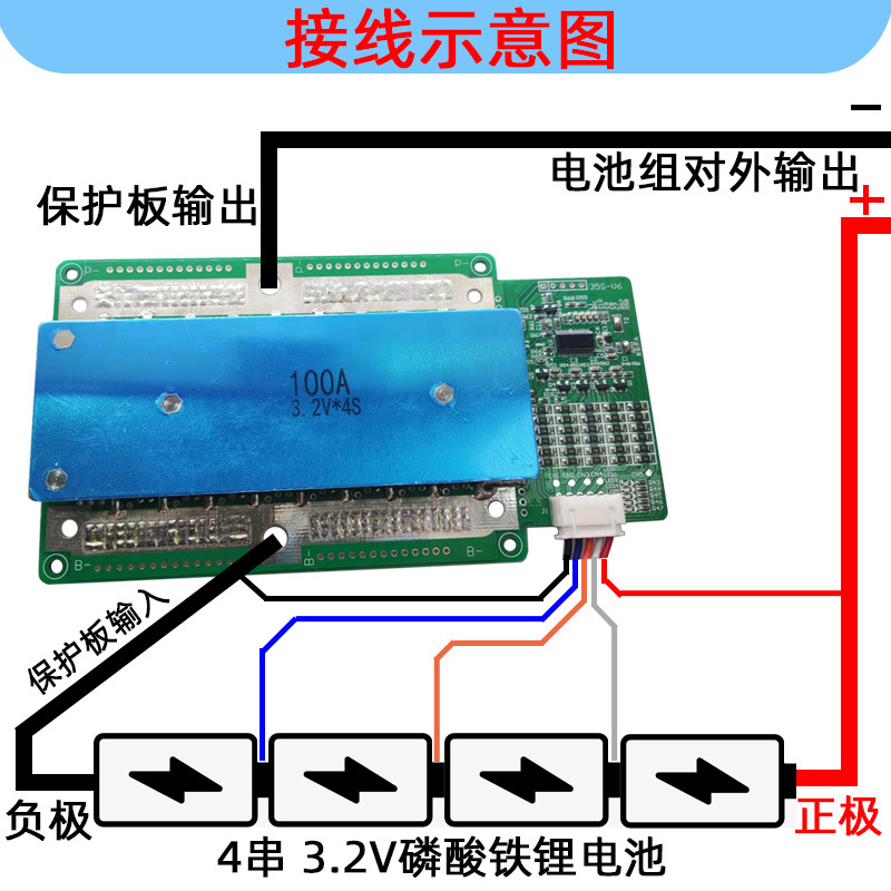 Lithium-ionen-batterieschutzplatine, 4-zellen-lithium-eisenphosphat-batterie, 12,8 V 100 A Ausgleichsbatterieschaltung, Ladesicherheitsschutzplatine.