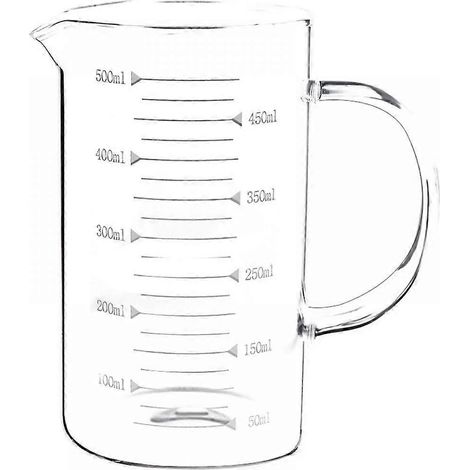 Verre Doseur De 500 Ml Avec Poignée Résistante À La Chaleur, Verre Mélangeur Pour Lait, Café Et Autres Liquides, Verre Doseur Transparent Avec Graduation.