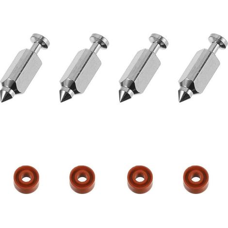 Pointeau De Carburateur - Soupape Aiguille Acier - Compatible Tondeuse A Gazon Moteur 398188 - Kit 4 Pièces Avec Joints Caoutchouc