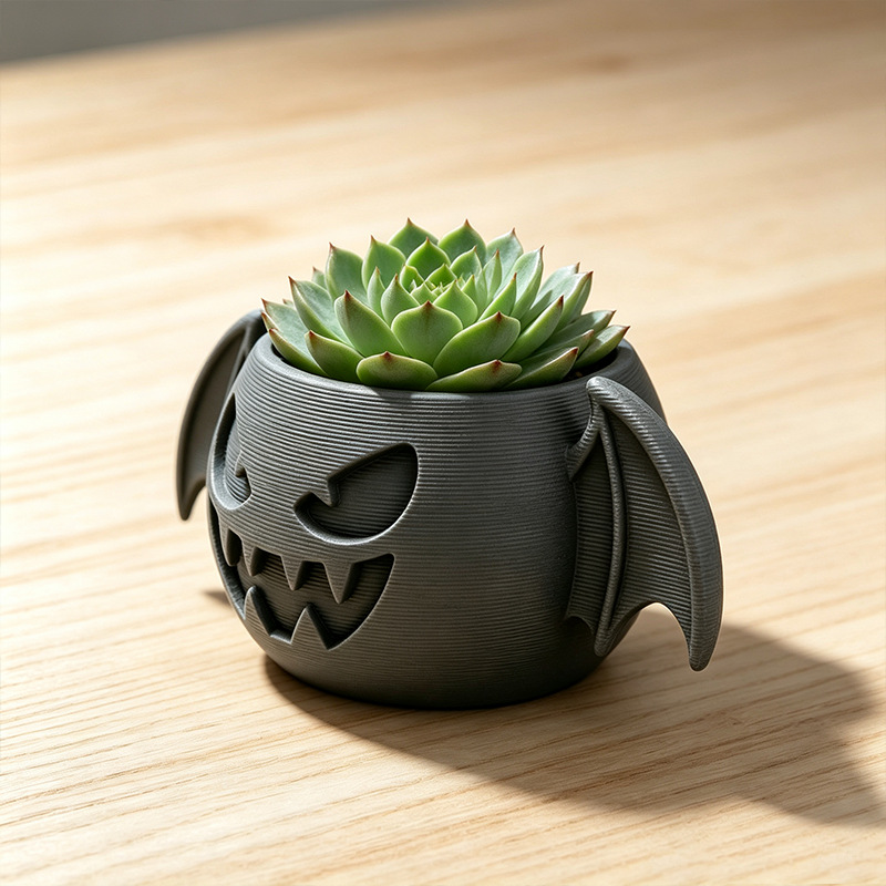 Neuer, 3d-gedruckter Halloween-fledermaus-blumentopf Mit Flügeln: Eine Kombination Aus Grusel Und Praktikabilität Für Die Dekoration Von Schlaf- Und Wohnzimmer.