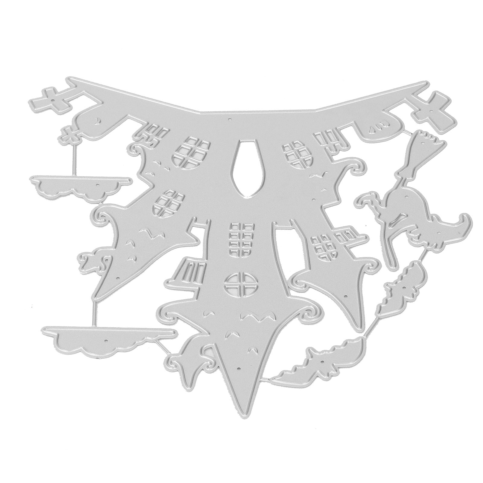 Metallstanze Zum Ausschneiden Von Halloween-bastelarbeiten, Mit Einer Burg Und Einer Fledermaus, Ideal Zum Basteln Von Karten.