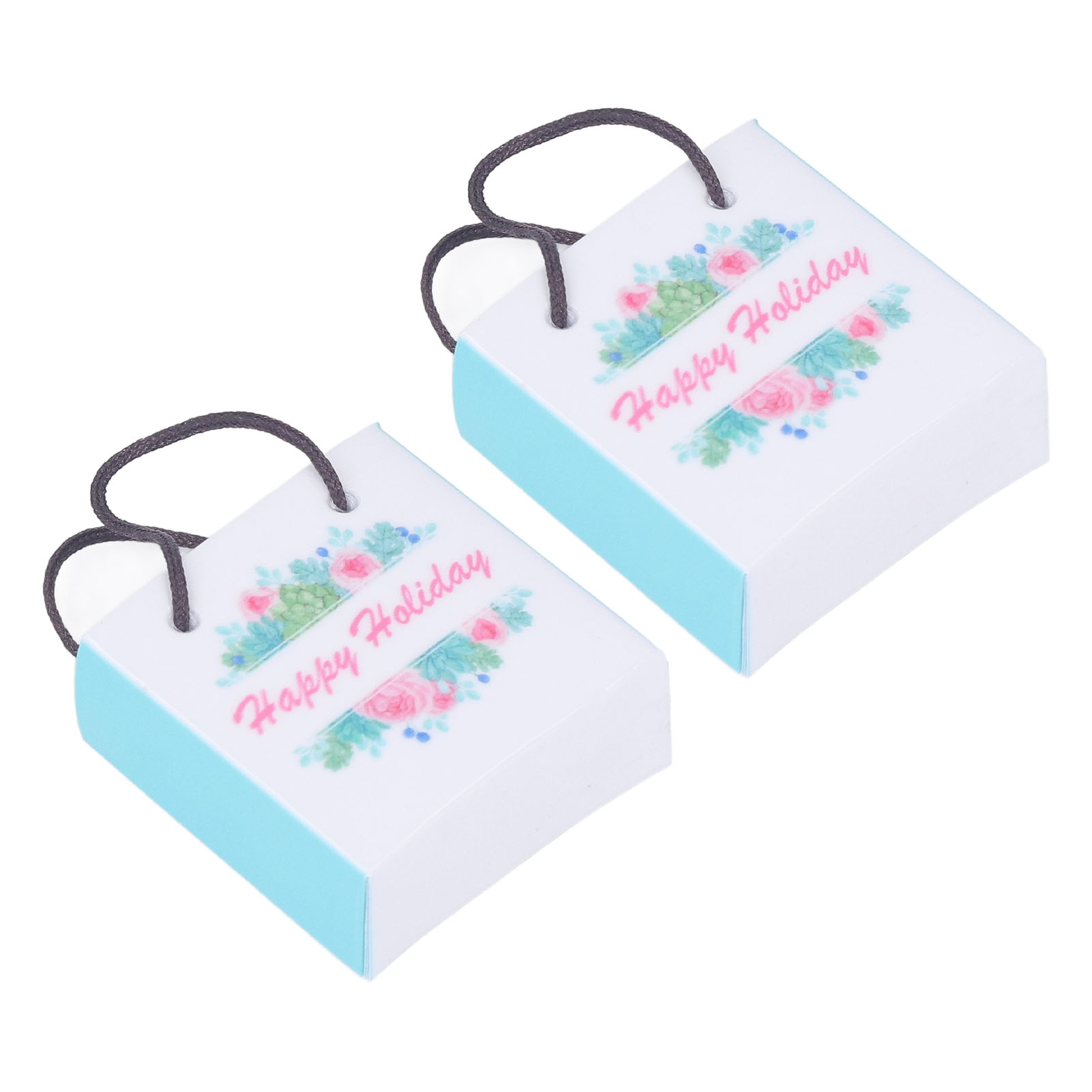 Miniatur-geschenktüten, Maßstab 1:12, Buchstaben- Und Blumenmuster, Miniaturtüten Mit Henkeln Für Puppenhäuser, 2 Stück.