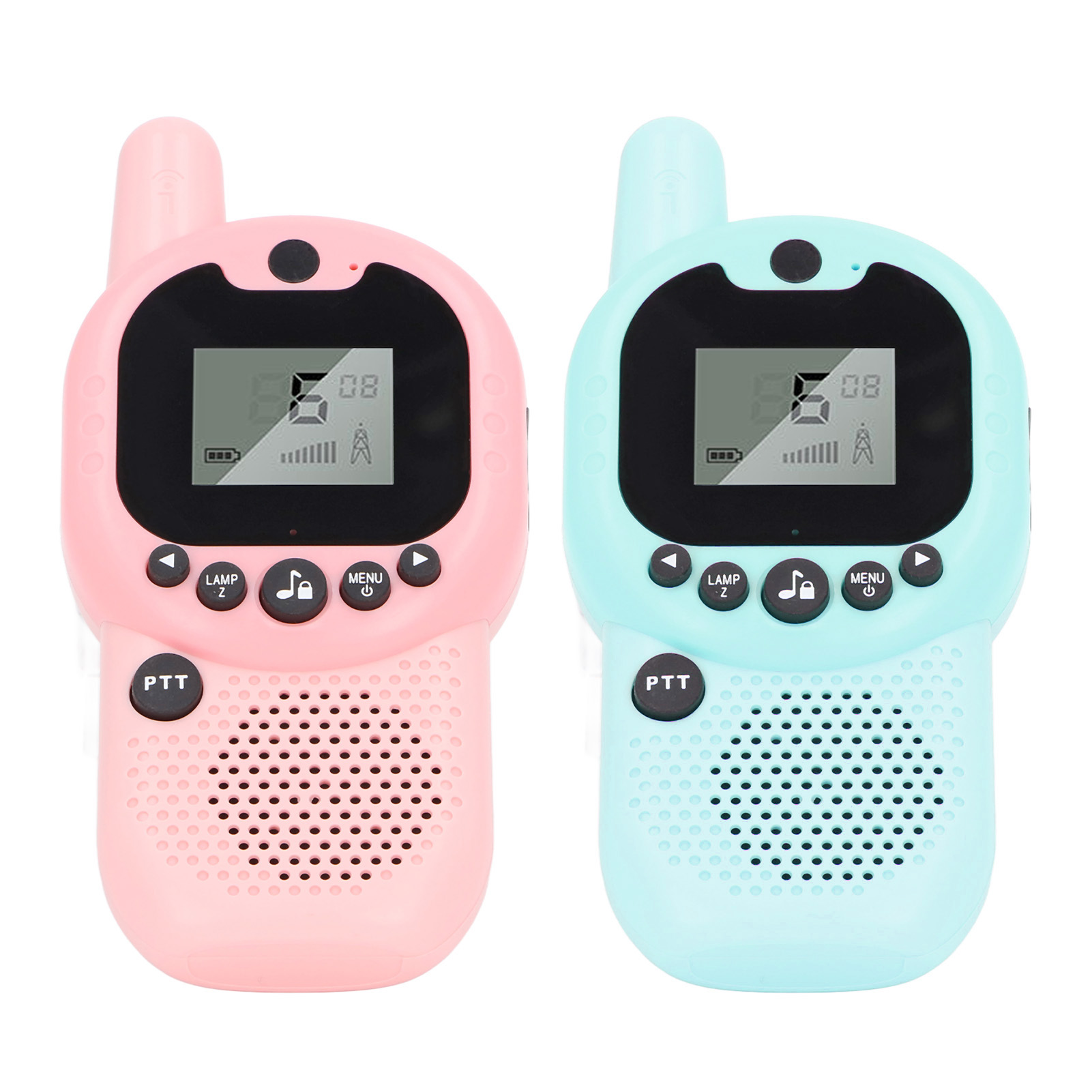 Kabelloses Kinder-walkie-talkie, Robust, Aus Abs-kunststoff, Mit Bluetooth, Mini-spielzeug-walkie-talkie, 1 Blaues Und 1 Pinkes.