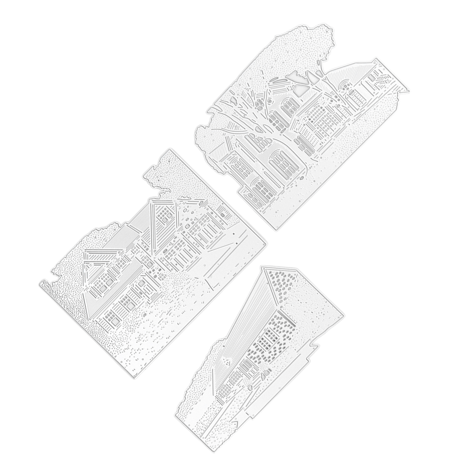Set Aus 3 Metallformen Zum Ausschneiden, Für Architektonische Hintergründe, 3d-effekte, Diy-metallprägeformen, Papierbastelformen Für Die Kartenherstellung.