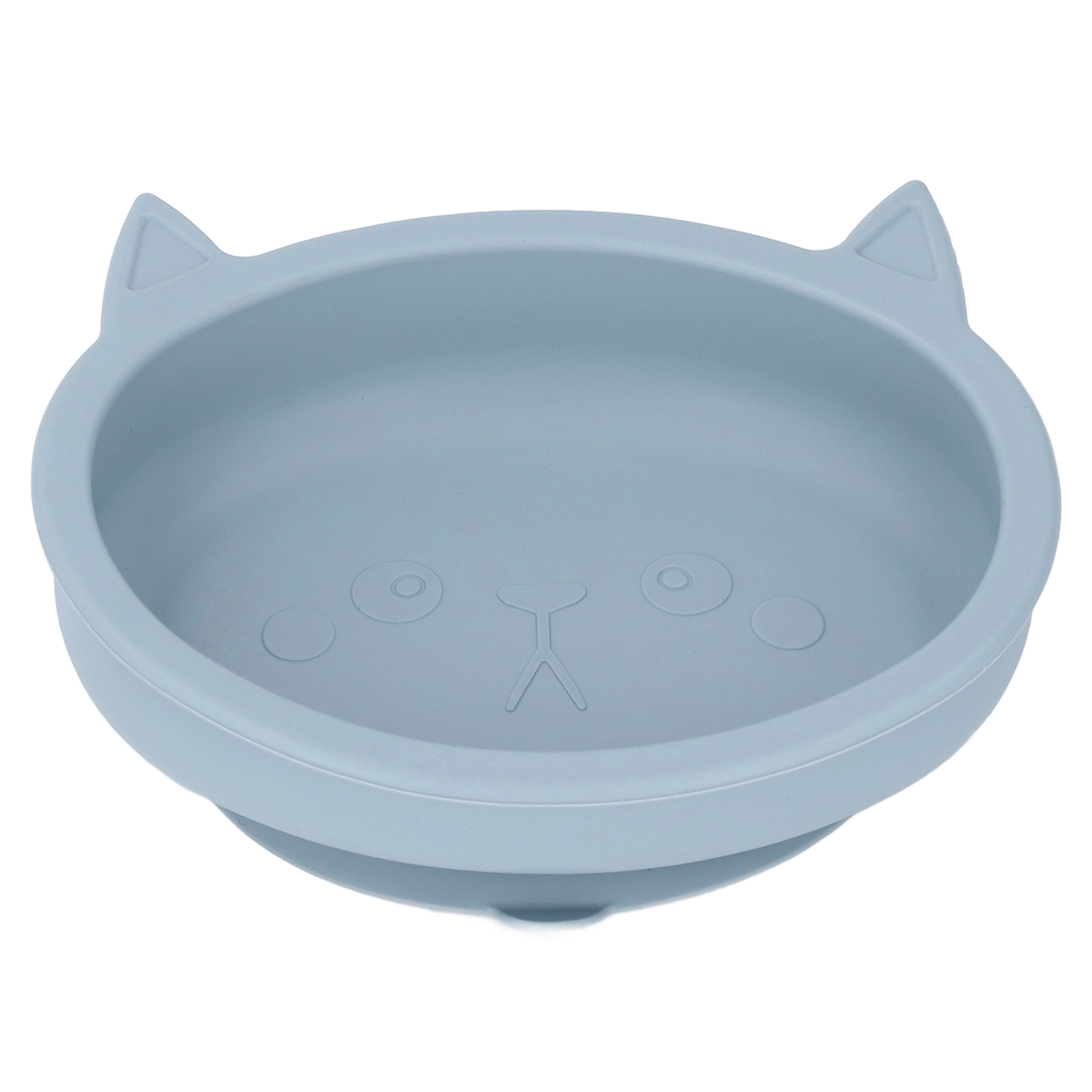 Katzenförmige Kinderschüssel Mit Saugnapf, Aus Weichem Silikon, Niedliche Fütterungsschüssel Für Kinder Und Babys, Blau.