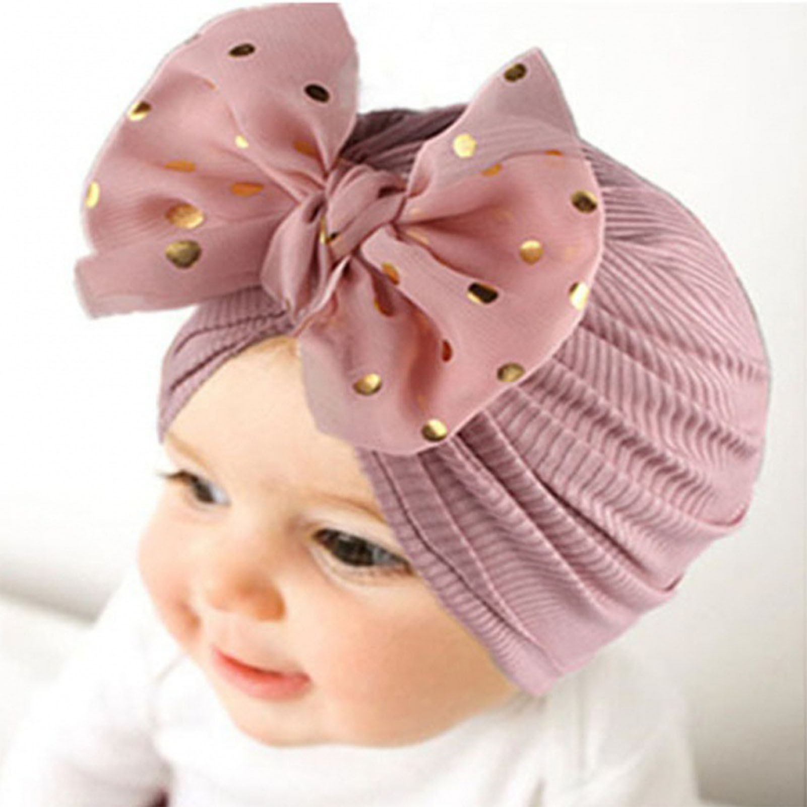 Set Mit 3 Weichen Baby-kopftüchern Mit Schleifen In Gelb, Rosa, Lila Und Rot. Babymützen.