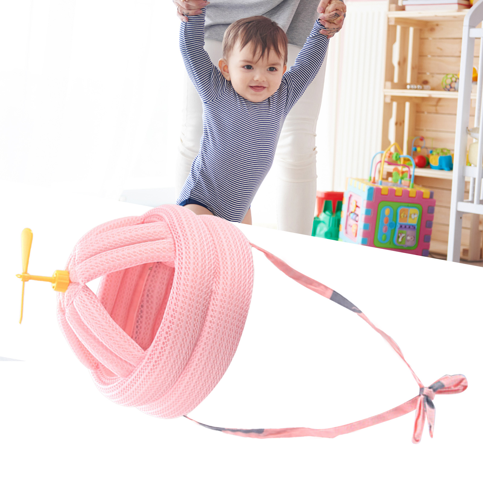 Kinderschutzhelm, Verhindert Stürze, Weicher, Verstellbarer Kopfschutz Für Kleinkinder Beim Krabbeln Und Laufen, Bambus, Libelle, Rosa.