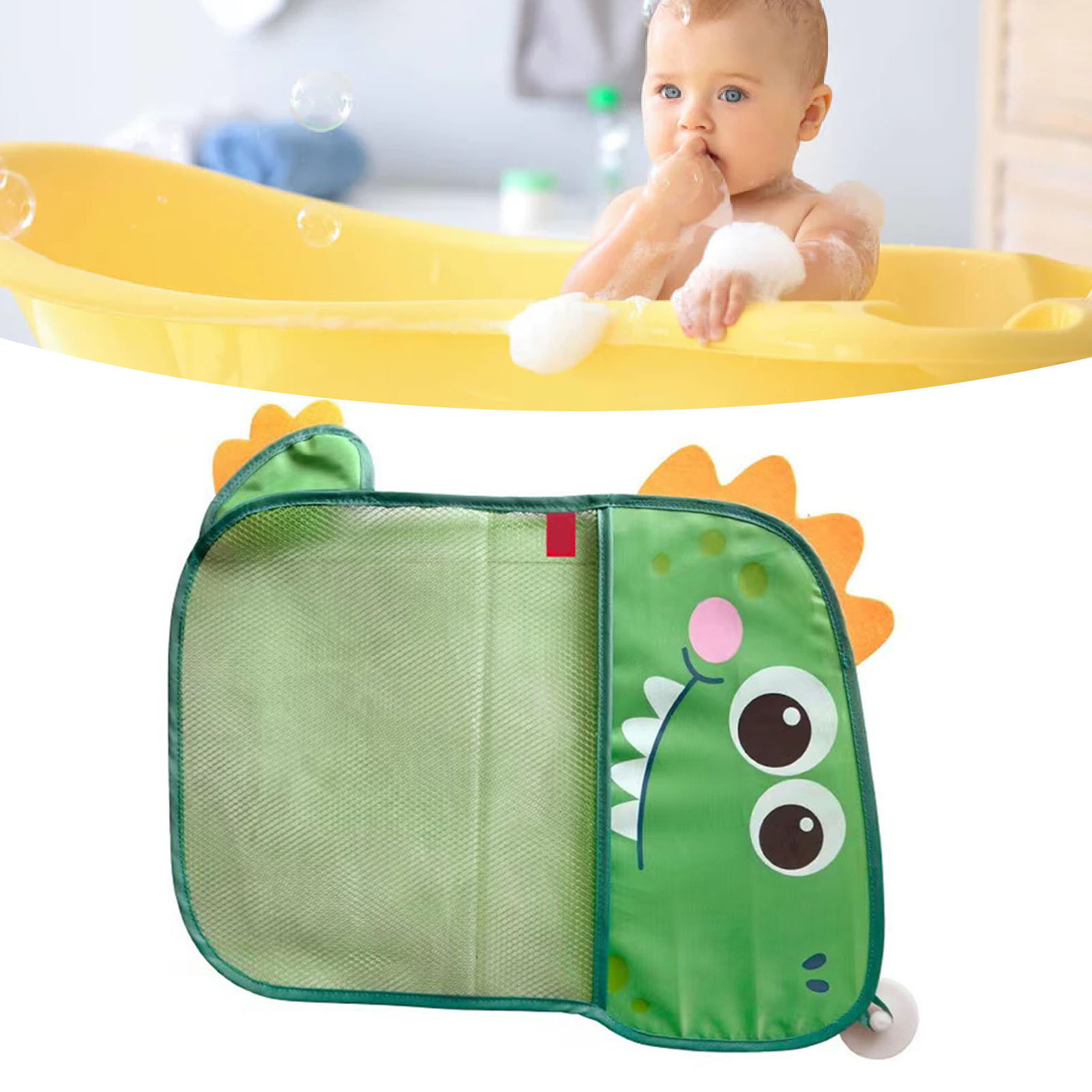 Organizer-tasche Für Kinderbadespielzeug, Cartoon-design, Großes Fassungsvermögen, Netzbeutel Mit Saugnapf, Dinosaurier.