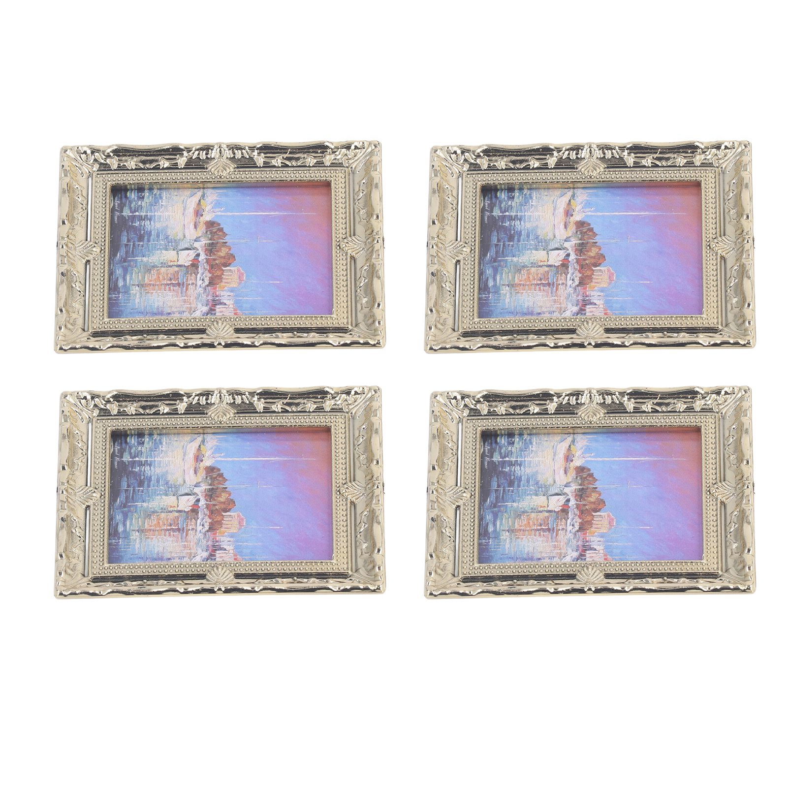Set Aus 4 Puppenhausrahmen Im Maßstab 1:12, Die Ölgemälde Imitieren, Zur Heimdekoration, Miniaturrahmen Für Puppenhausfotos Des Typs 1.