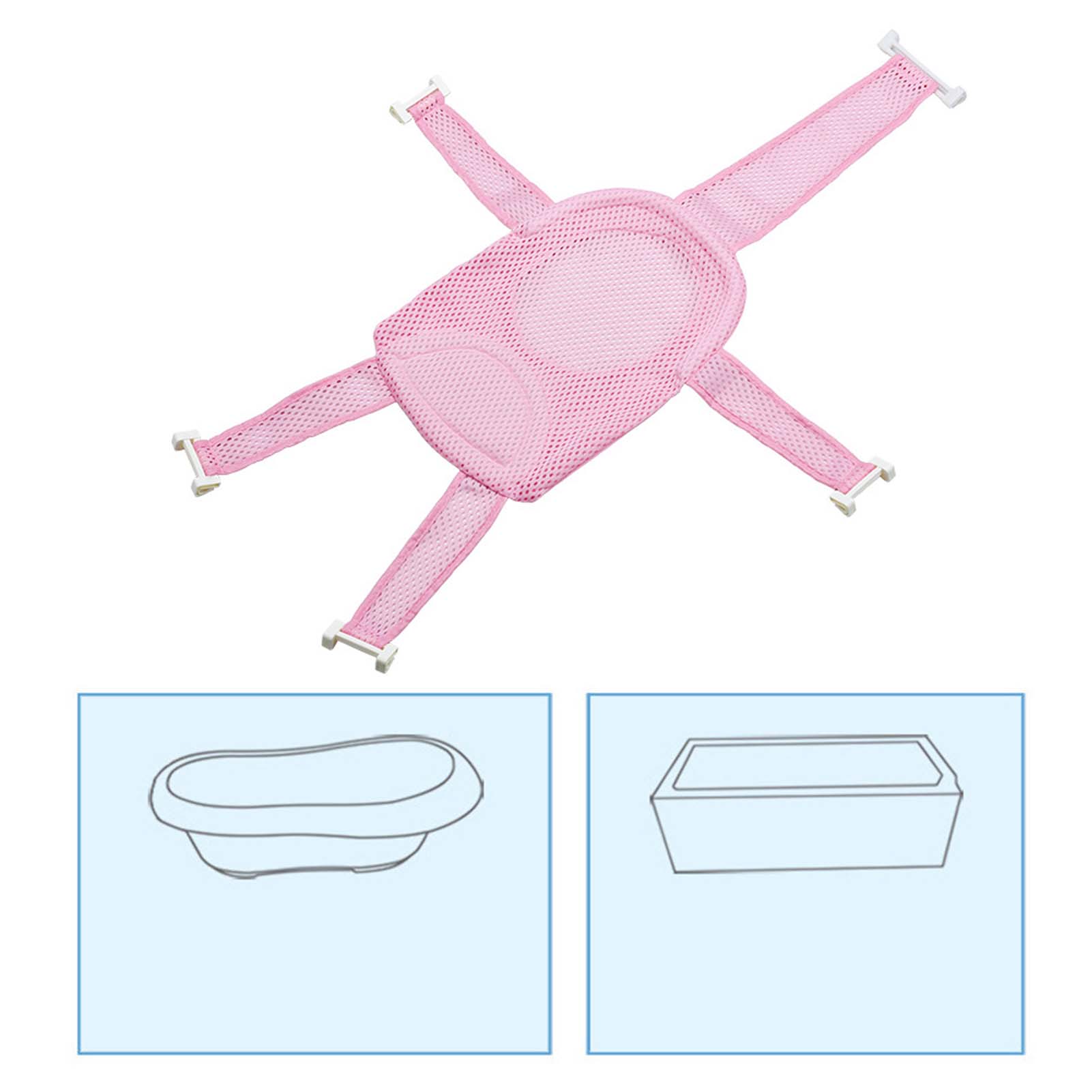 Babybadewannensitz Mit Verstellbarer Länge, Duschstütze, Netz, Badewannenwiege, Rosa
