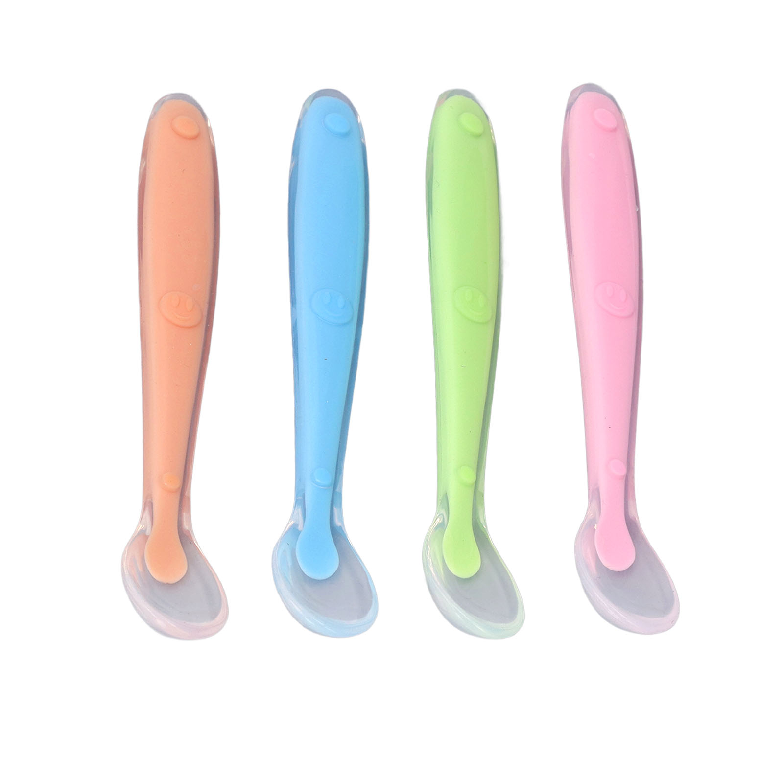 Set Mit 4 Weichen, Abwaschbaren Silikon-babylöffeln Mit Ergonomischen Griffen, Ölbeständig, Ideal Zum Füttern Von Kindern Und Babys.