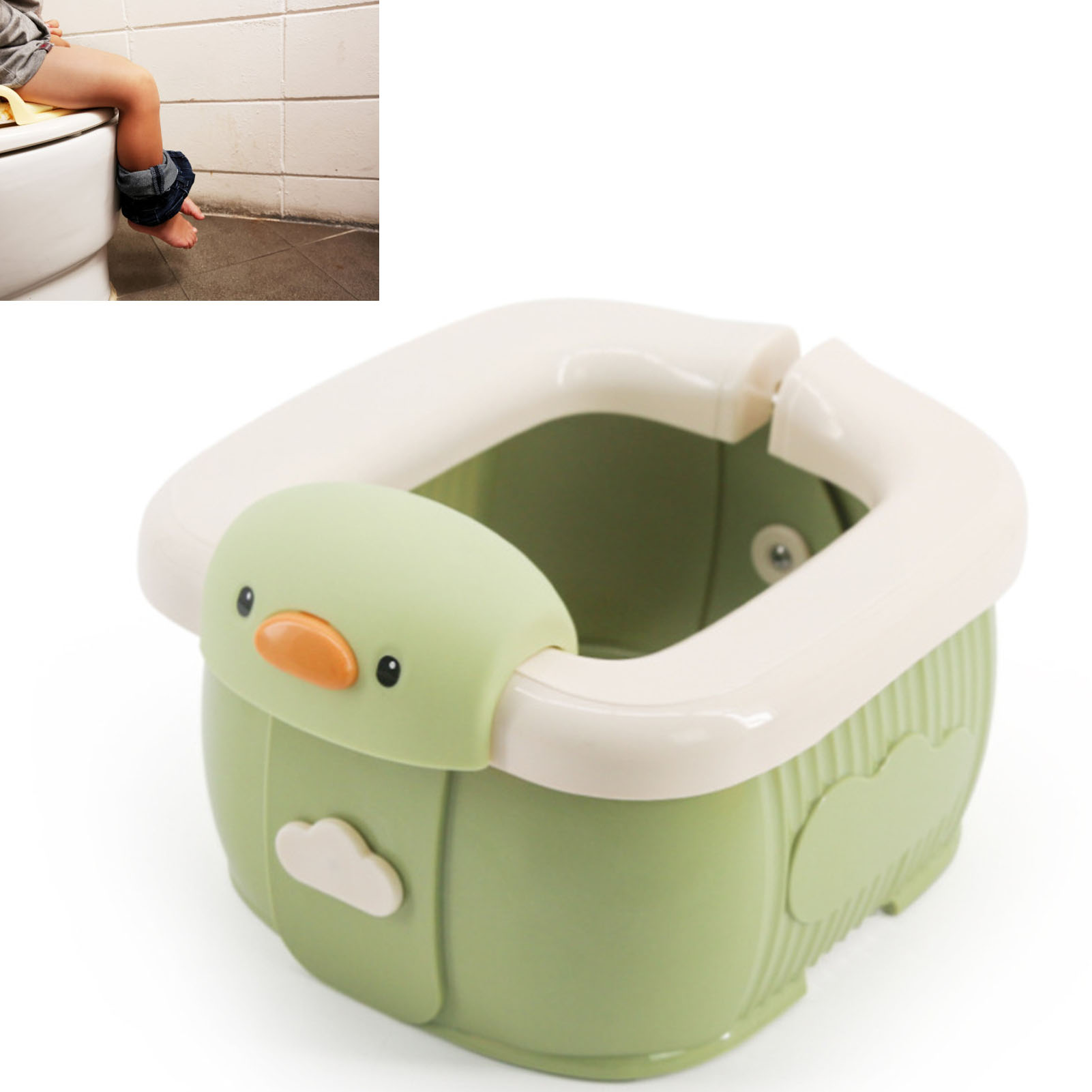Faltbare, Tragbare, Leichte, Komfortable, Auslaufsichere Kindertoilette Toilettensitz Für Kinder Und Babys, Grün.