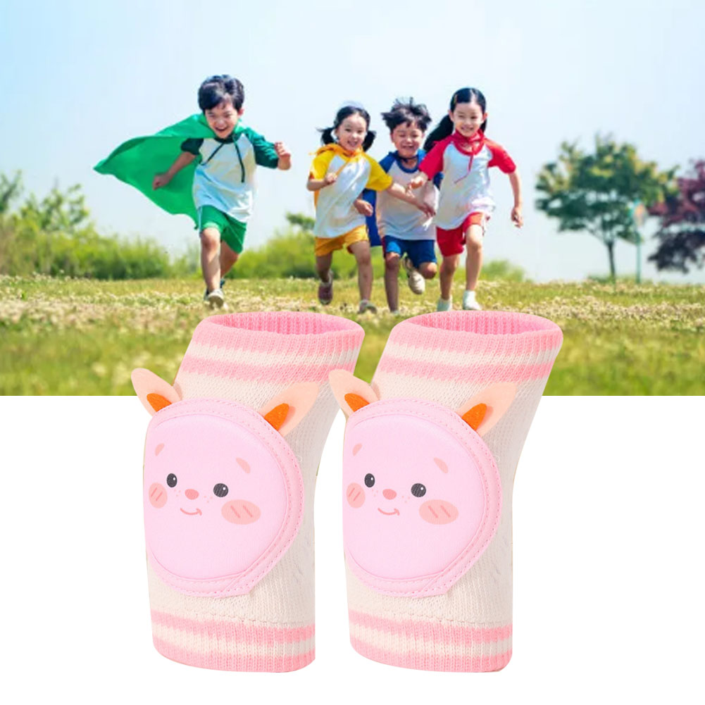 Paar Dünne, Atmungsaktive, Mit Cartoon-motiven Versehene, Schützende Kinder-knieschoner Für Kinder Von 0 Bis 4 Jahren Mit Weißem Hasenmotiv.
