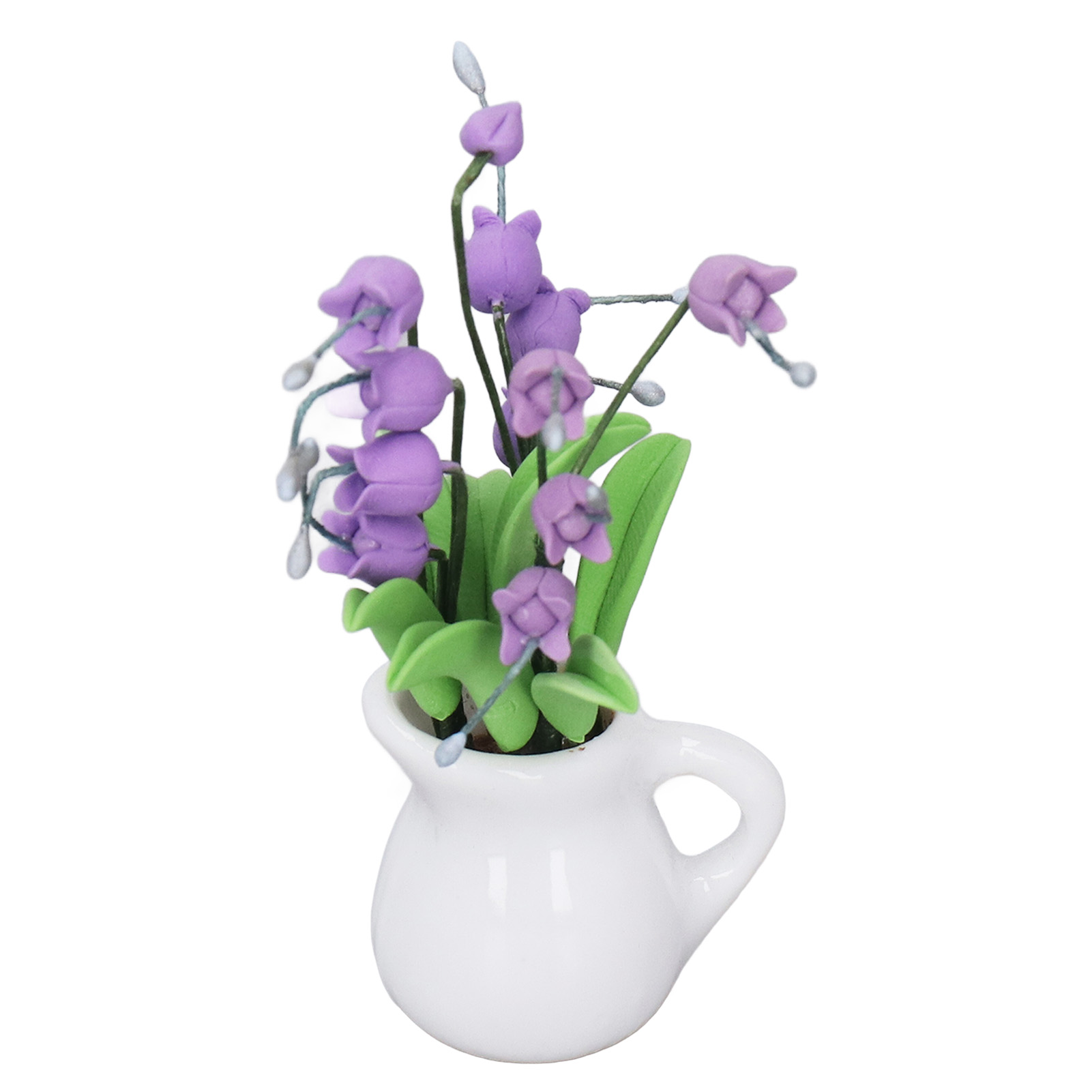 Miniatur-blumentopf Im Maßstab 1:12, Maiglöckchen, Weißer Topf, Künstliche Pflanze Für Puppenhäuser.